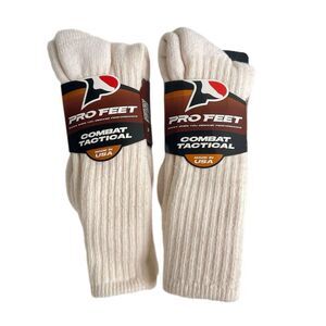 Pro Feet 2 Pairs of Beige Combat Tactical Socks Mens Large Wool Blend Reinforced